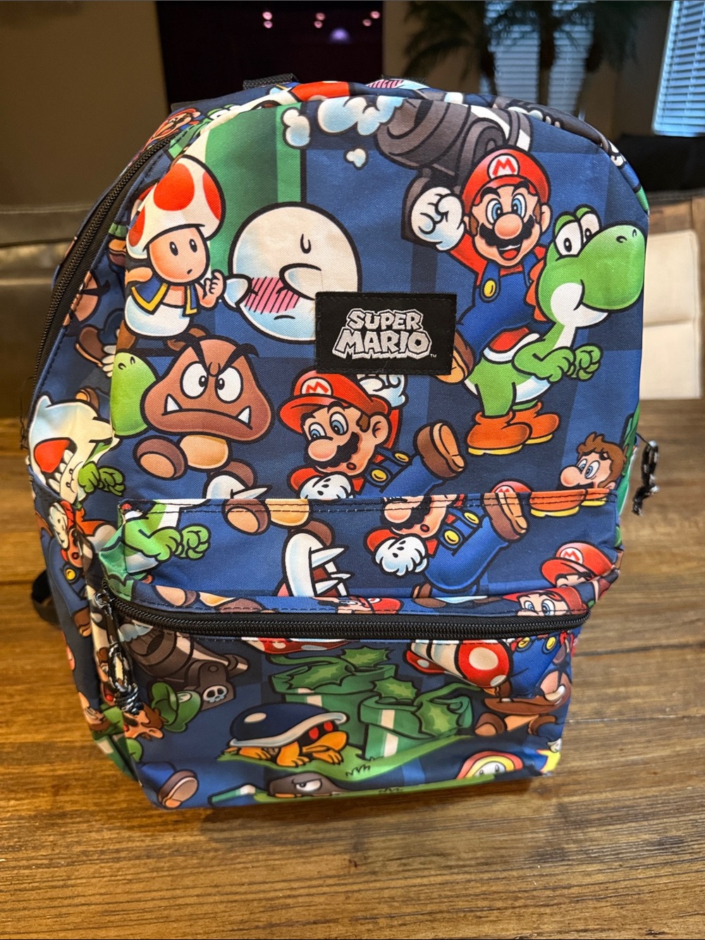 Super Mario Character Print Backpack - Blue Multi